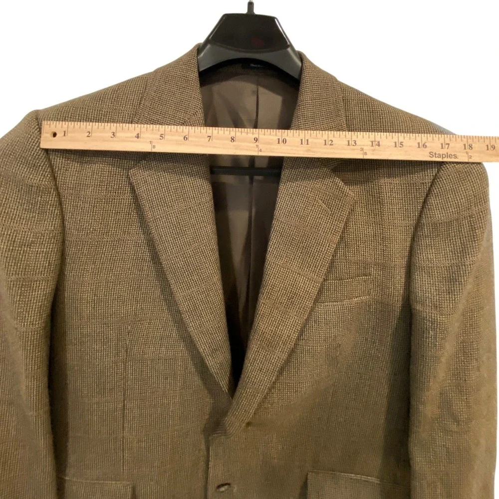 Vintage Cashmere Touch Mens Brown Glen Plaid Two Button Blazer Sport Coat Jacket